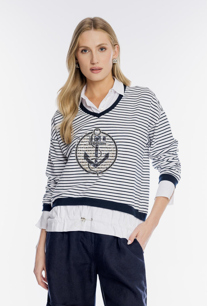 Damska bluzka w paski z kotwicą Campione