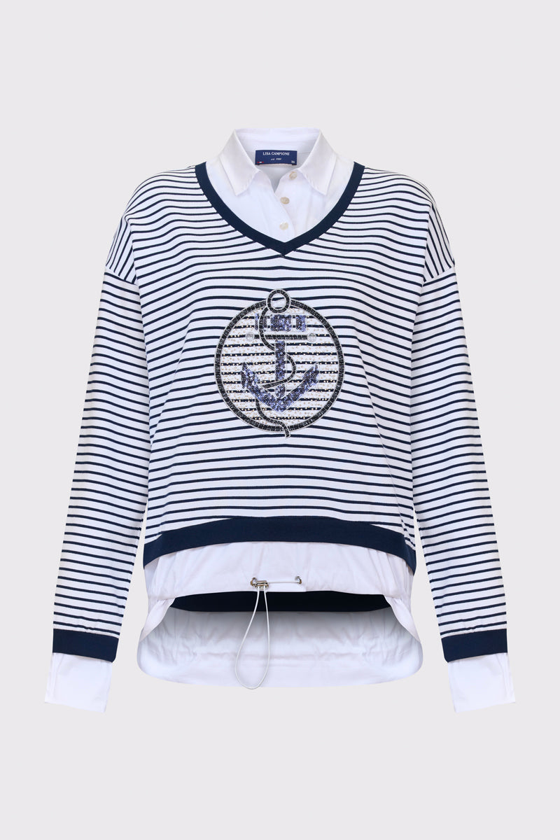 Damska bluzka w paski z kotwicą Campione