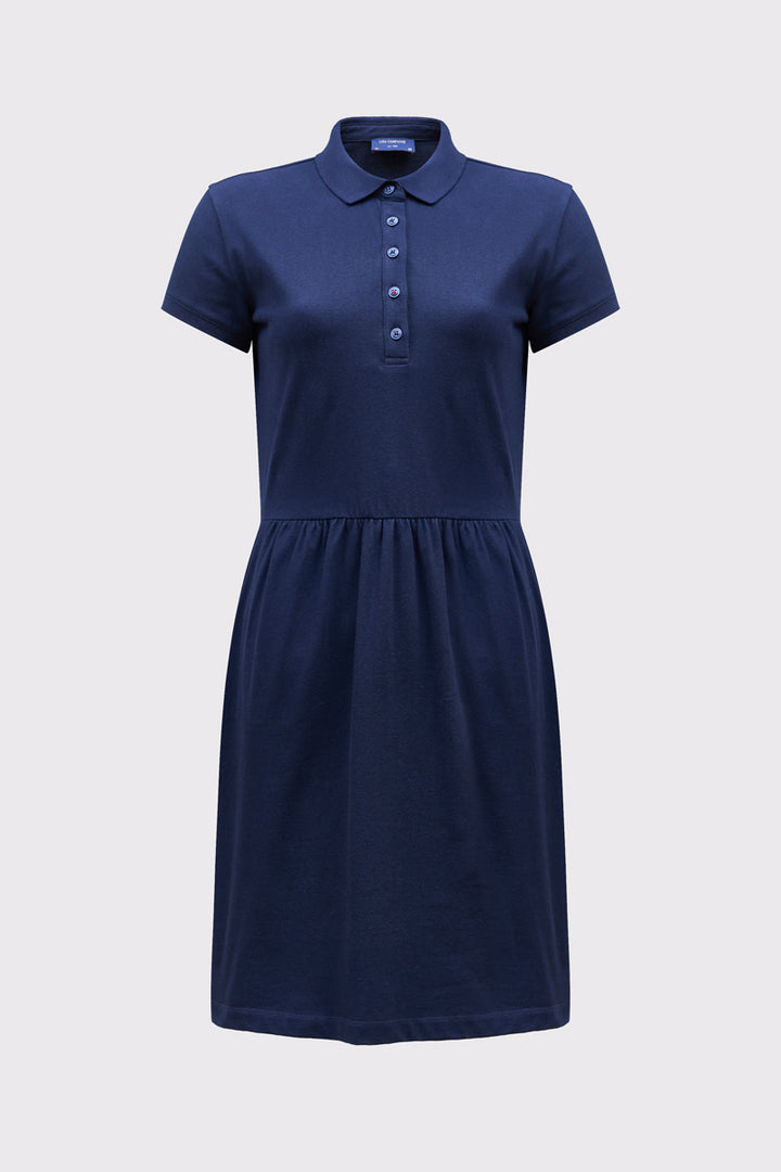 Granatowa sukienka polo Campione o rozkloszowanym dole
