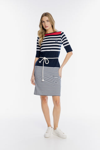 Marynistyczna sukienka w pasy