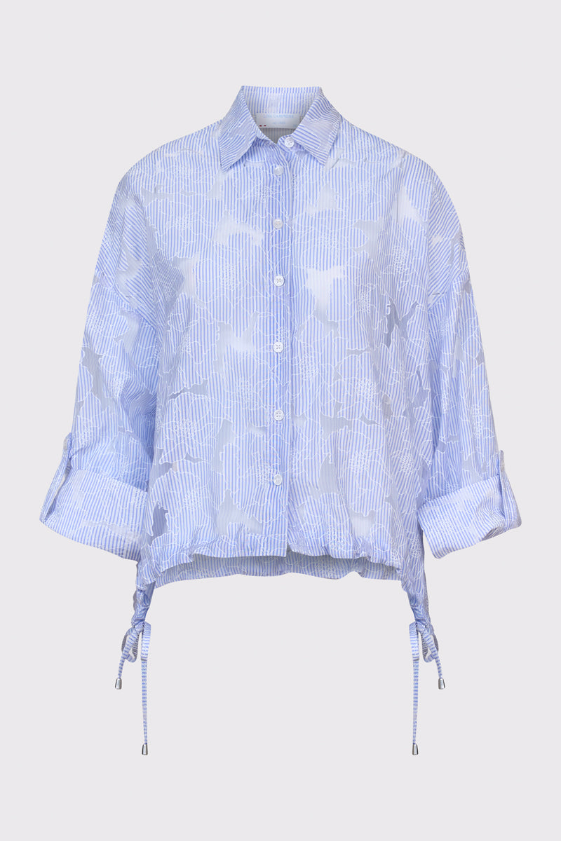 Damska koszula w paski z haftem florystycznym