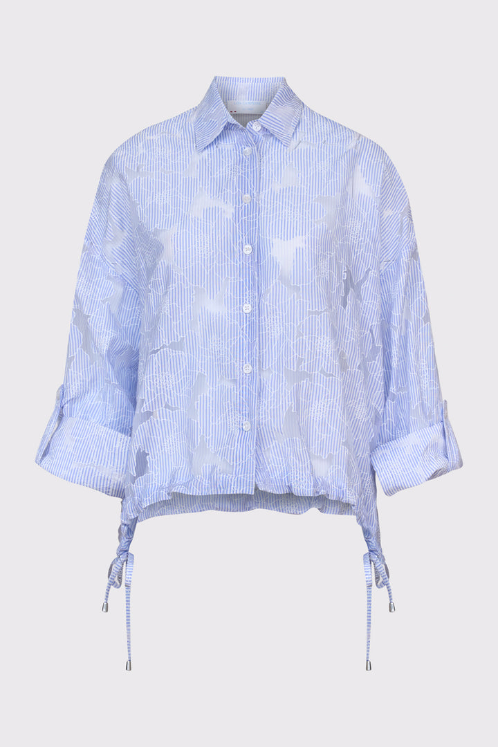 Damska koszula w paski z haftem florystycznym