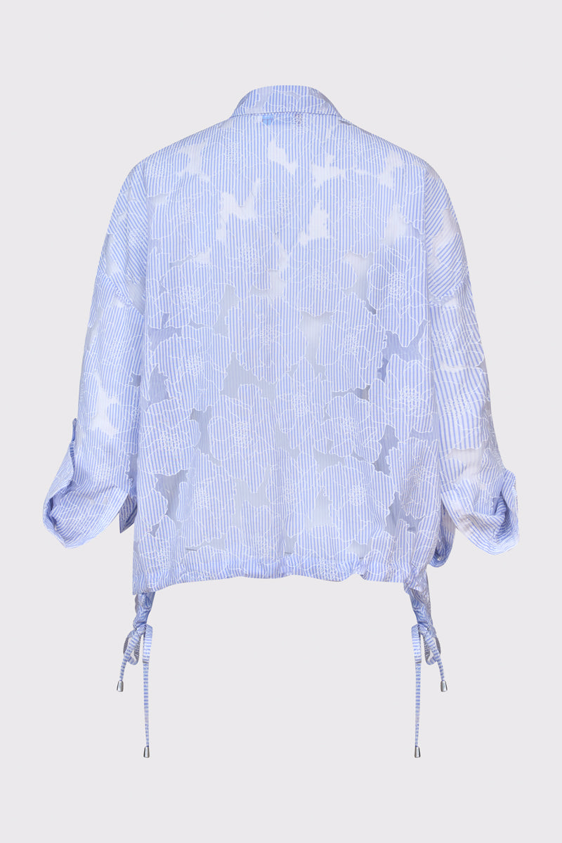 Damska koszula w paski z haftem florystycznym