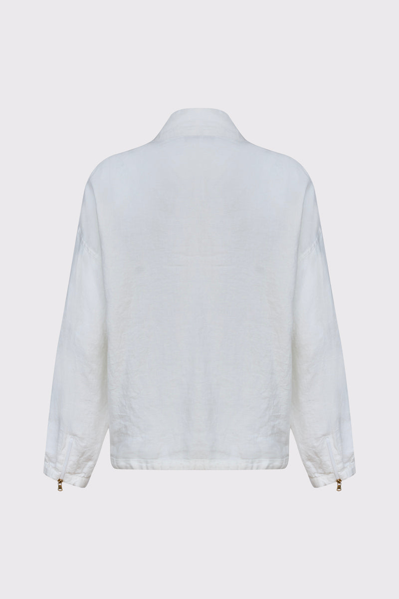 Biała bluza rozpinana ze złotym napisem