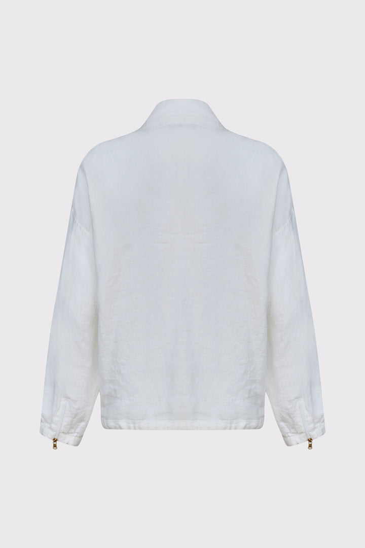 Biała bluza rozpinana ze złotym napisem