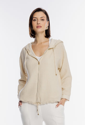 Beżowa bluza Campione ze złotym zdobieniem na plecach