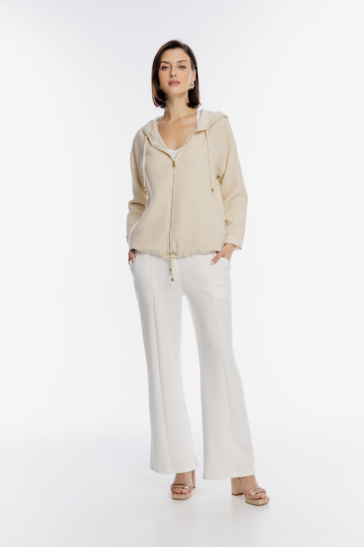 Beżowa bluza Campione ze złotym zdobieniem na plecach