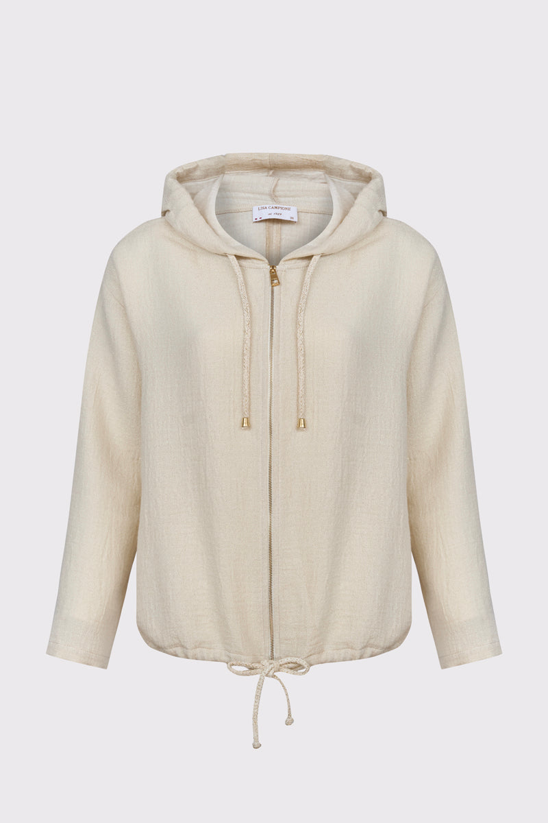 Beżowa bluza Campione ze złotym zdobieniem na plecach