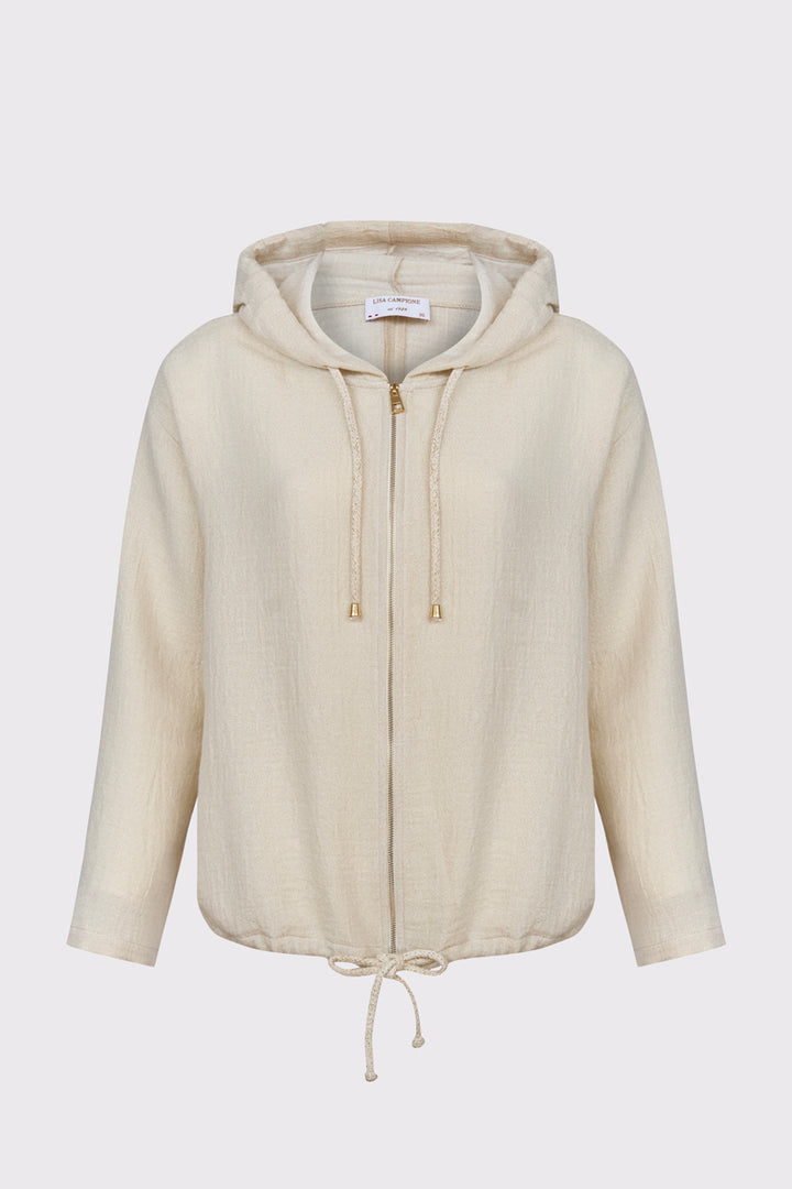 Beżowa bluza Campione ze złotym zdobieniem na plecach