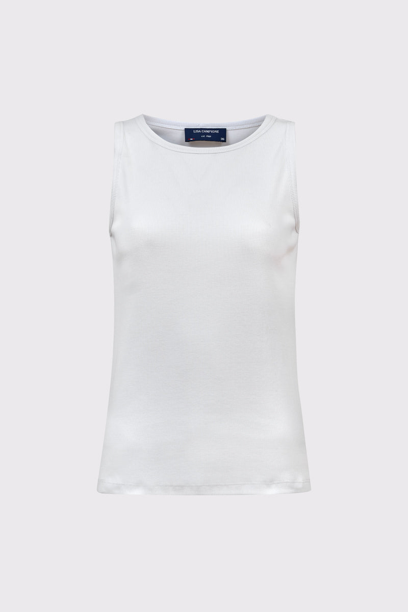Biały prążkowany top Campione z logo LC