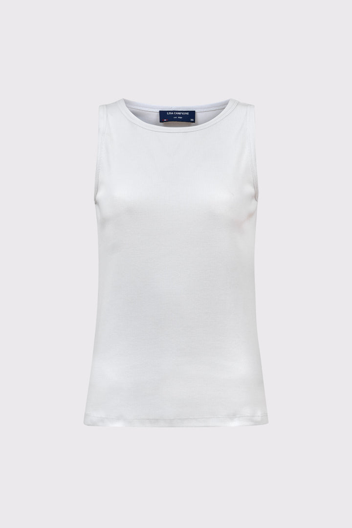 Biały prążkowany top Campione z logo LC