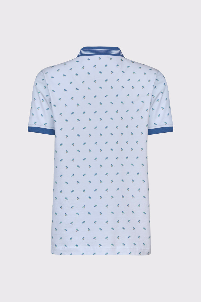 Męska biała koszulka polo w palmy Campione
