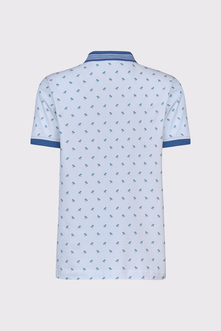 Męska biała koszulka polo w palmy Campione