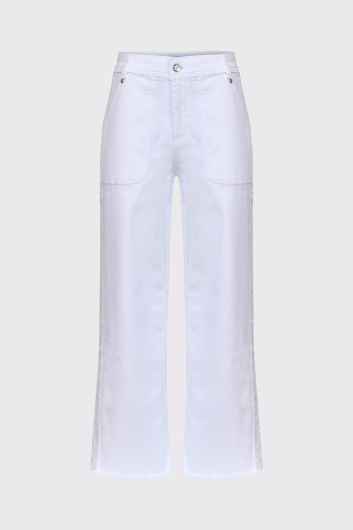 Białe spodnie damskie typu jogger z wiązaniem