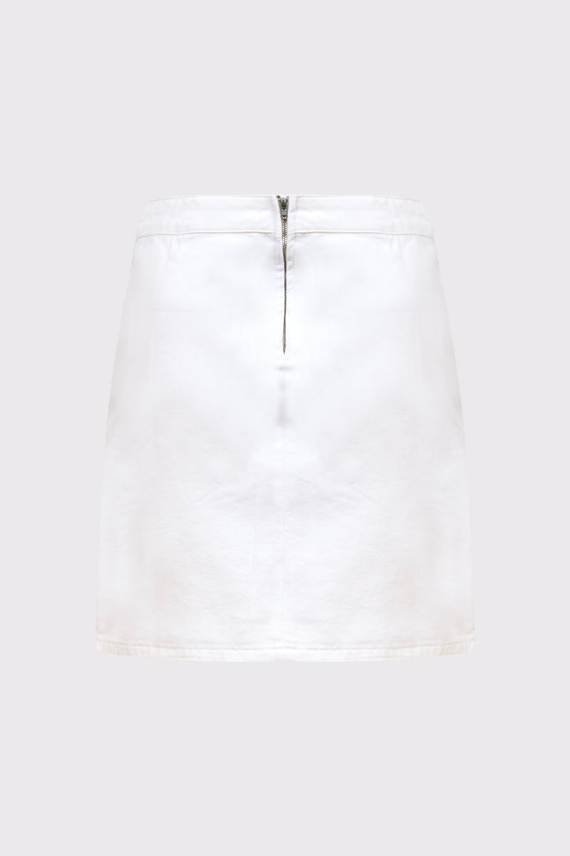 Biała spódnica mini z wypukłym haftem kwiatowym