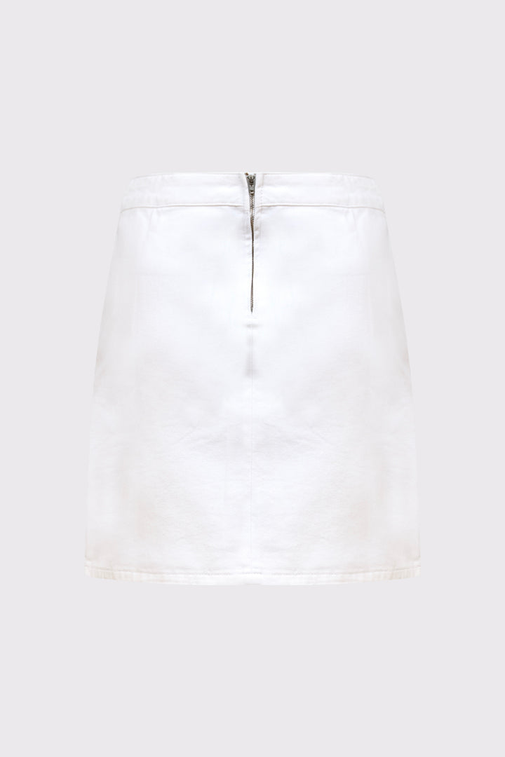 Biała spódnica mini z wypukłym haftem kwiatowym