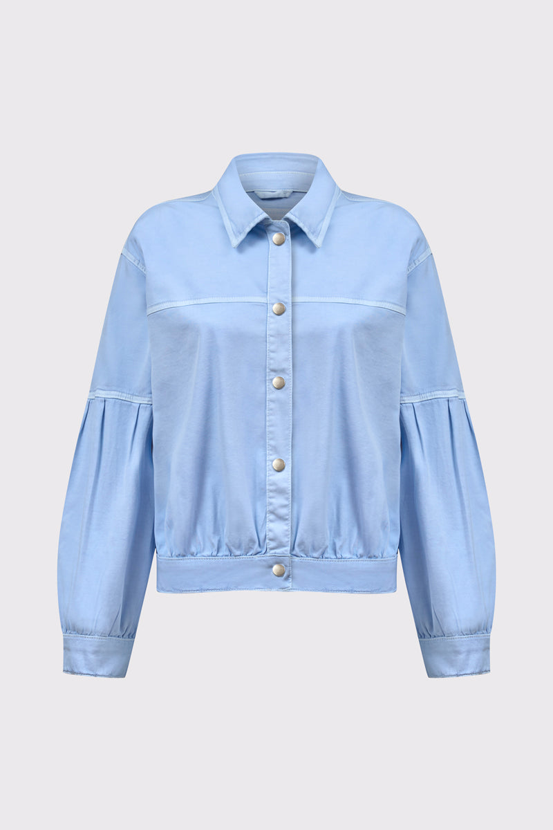 Jasnoniebieska koszula damska z bufiastymi rękawami 3/4