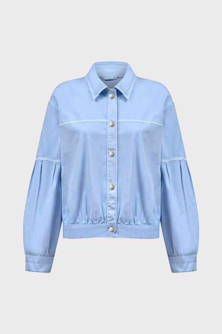 Jasnoniebieska koszula damska z bufiastymi rękawami 3/4