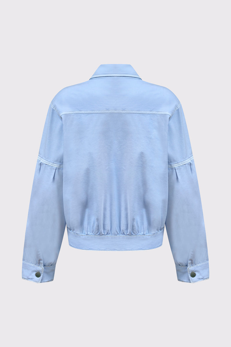 Jasnoniebieska koszula damska z bufiastymi rękawami 3/4