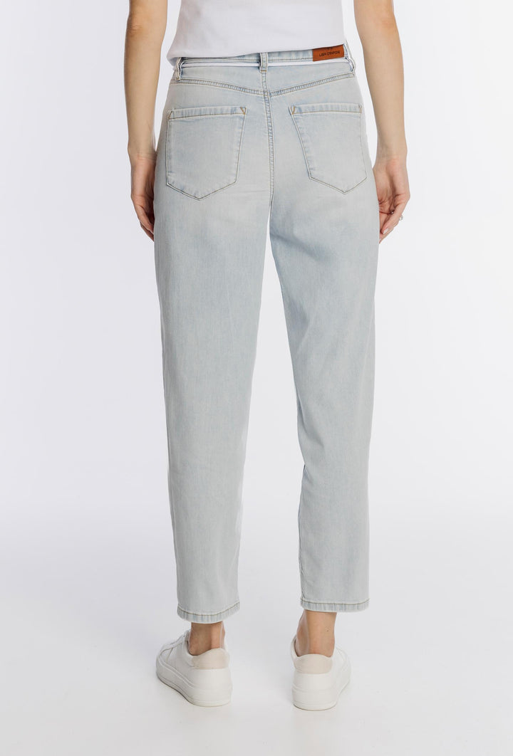 Jasne spodnie jeansowe z ozdobnym sznurkowym wiązaniem