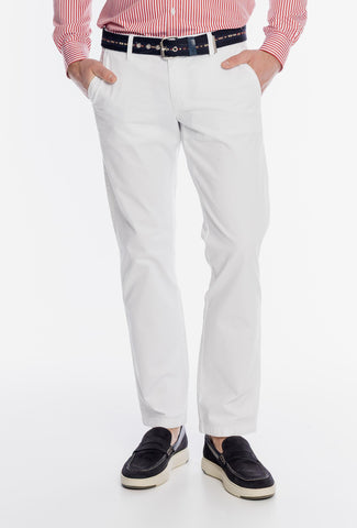 Męskie białe spodnie chino Campione z haftem