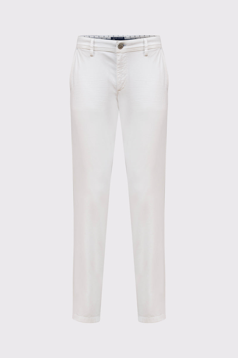 Męskie białe spodnie chino Campione z haftem