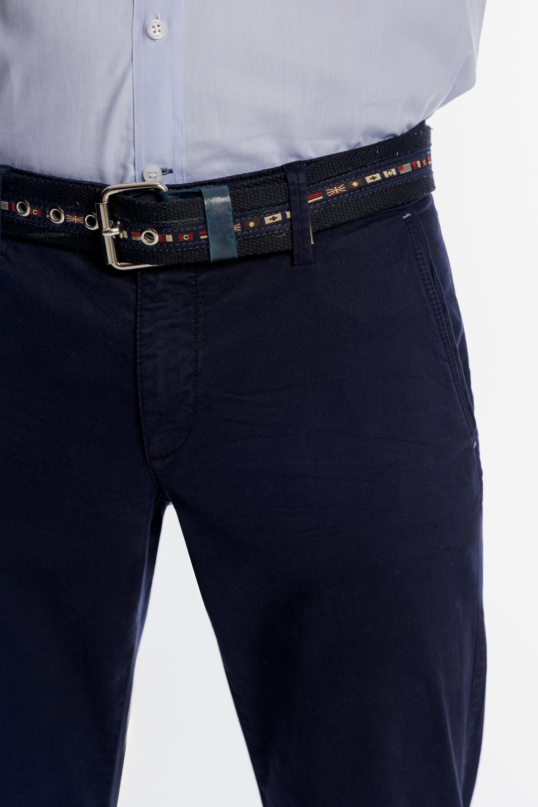 Męskie granatowe spodnie chino Campione premium