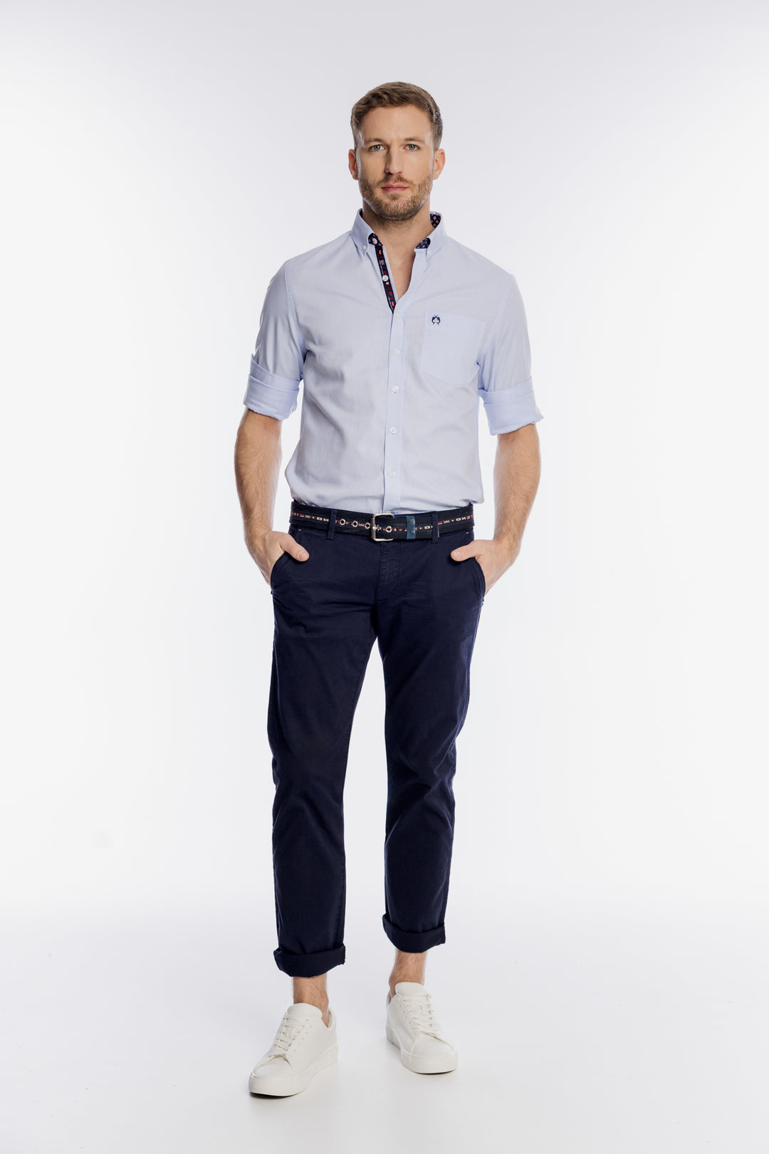 Męskie granatowe spodnie chino Campione