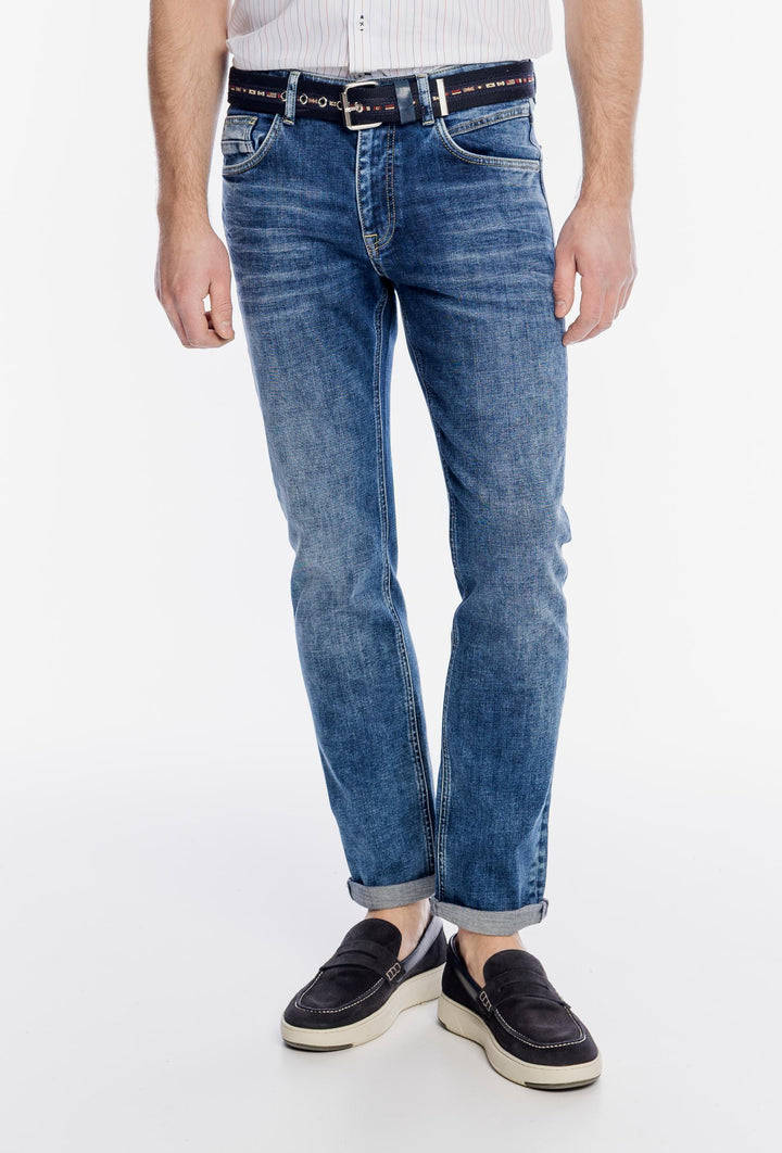 Męskie klasyczne jeansy Campione z przetarciami