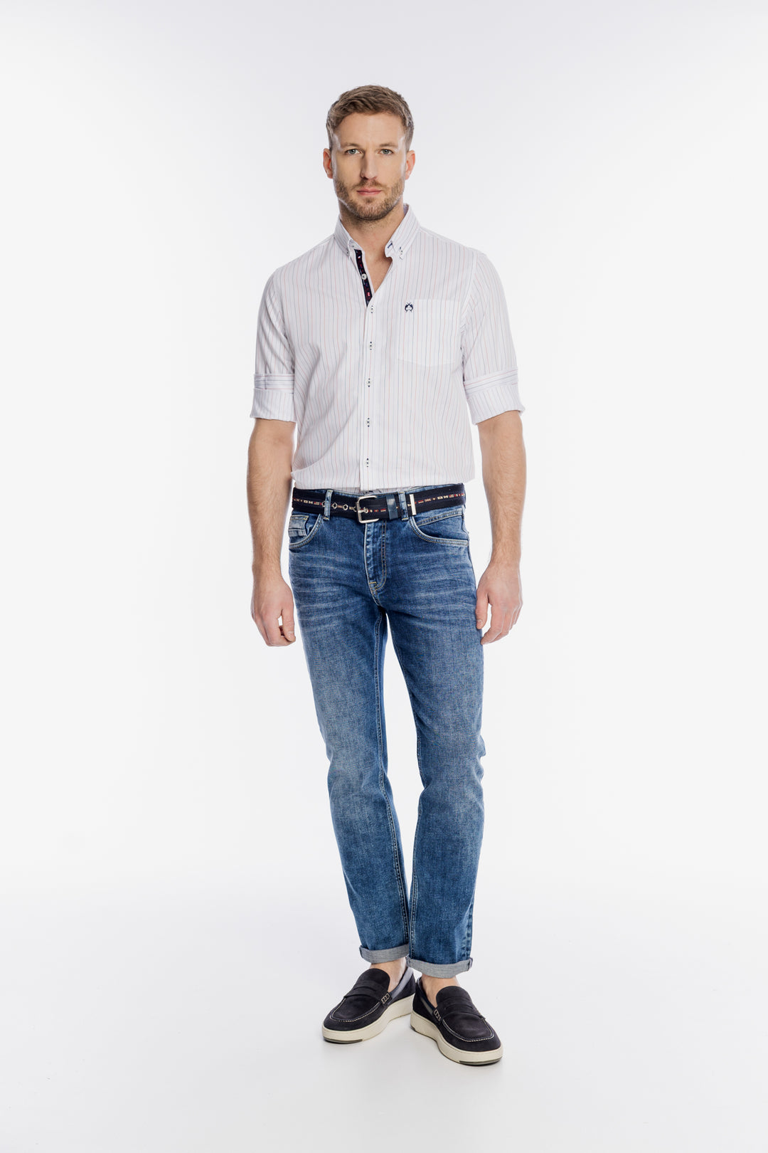 Męskie klasyczne jeansy Campione z przetarciami