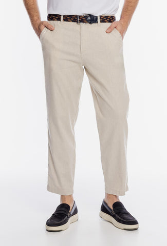 Męskie beżowe spodnie z prostą nogawką