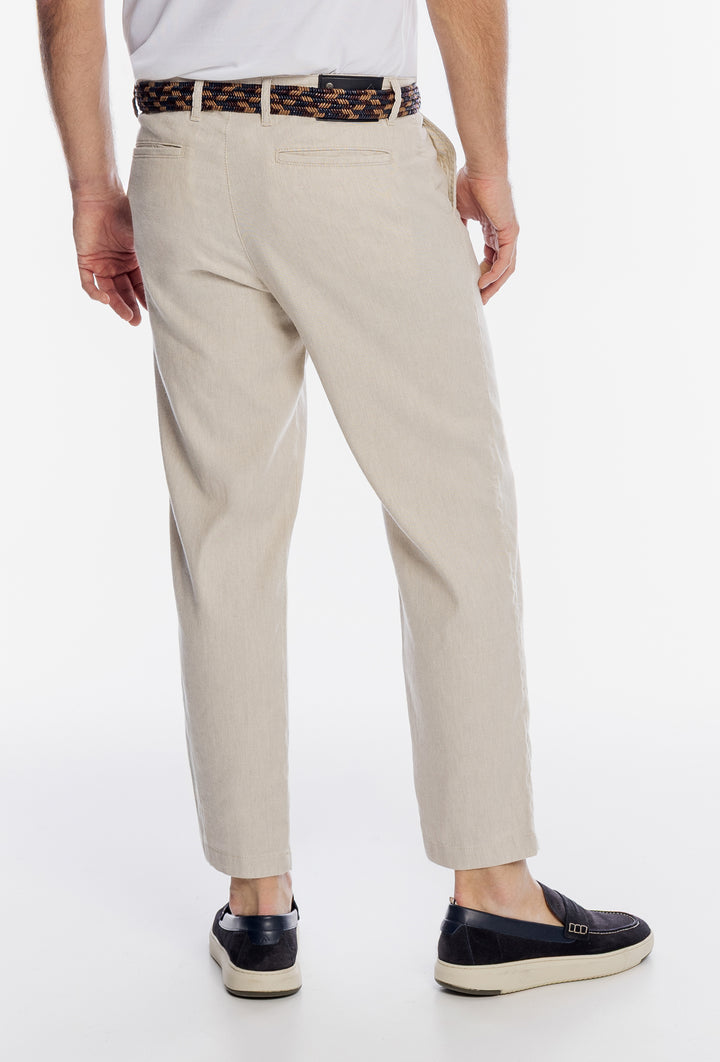 Męskie beżowe spodnie z prostą nogawką
