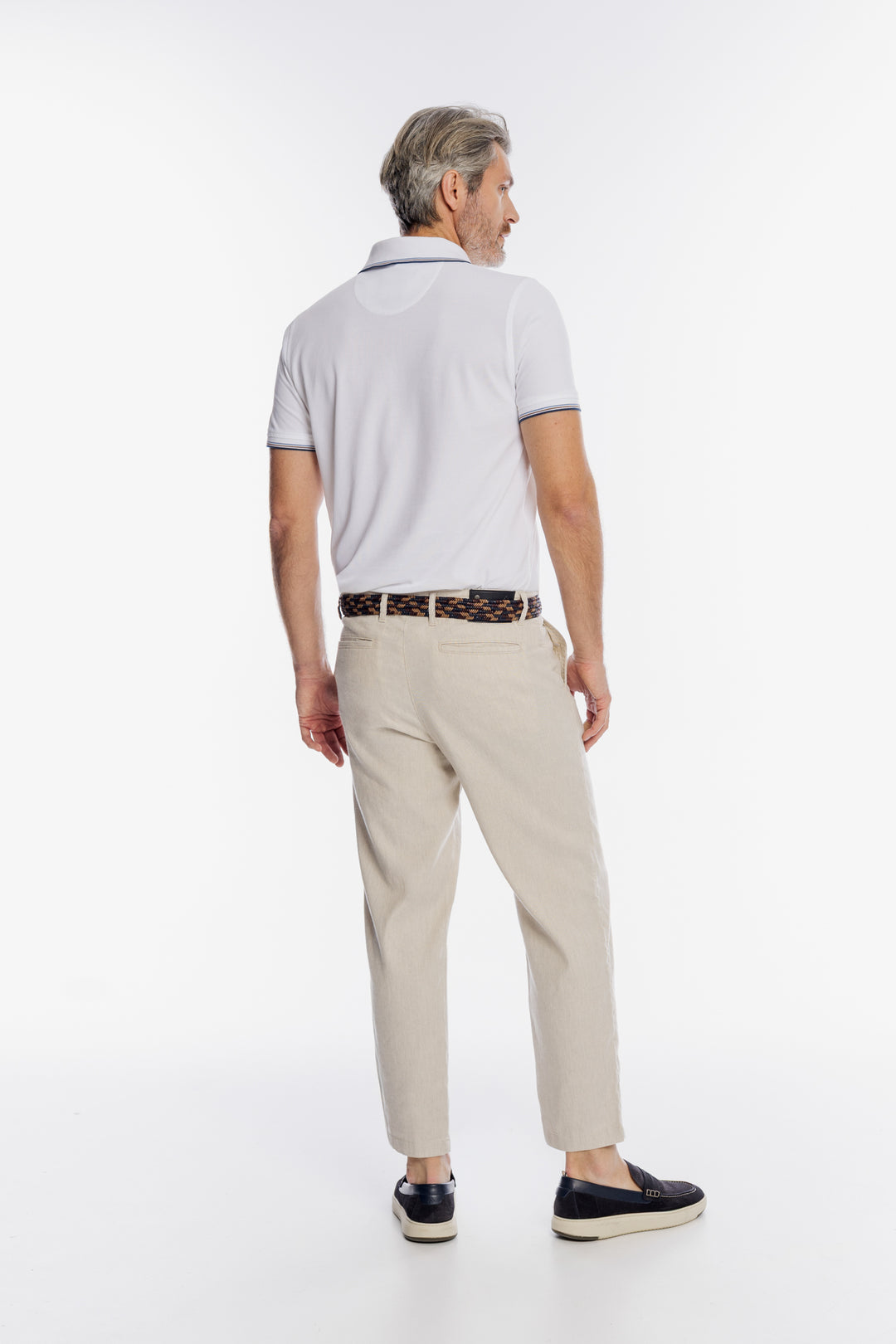 Męskie beżowe spodnie z prostą nogawką