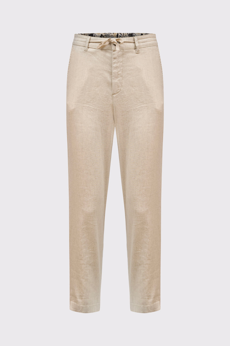 Męskie beżowe spodnie z prostą nogawką