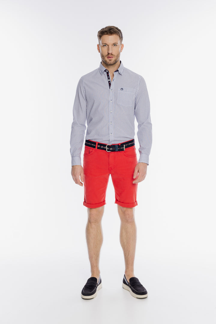 Męska biała koszula Campione w granatowe paski Regular Fit