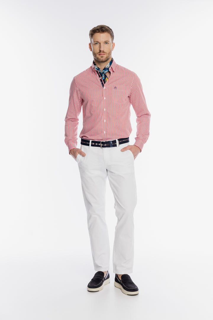 Męska koszula Campione w biało czerwone paski Regular Fit