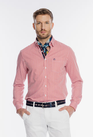 Męska koszula Campione w czerwono białe paski Modern Fit