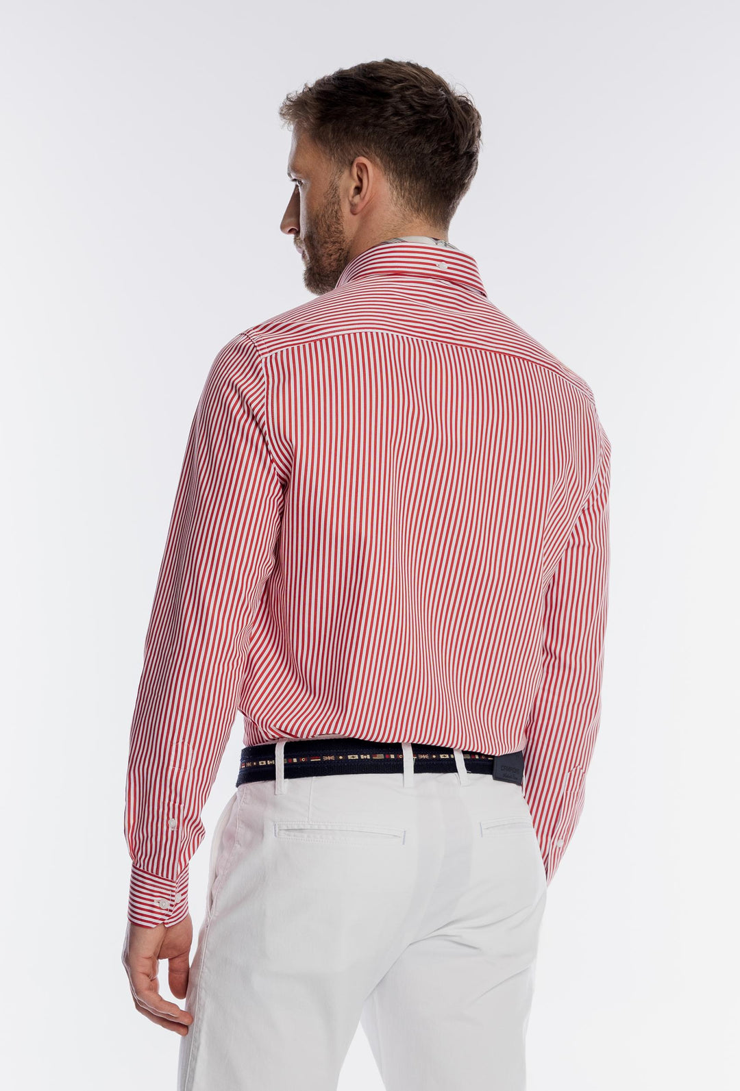Męska koszula Campione w czerwono białe paski Modern Fit