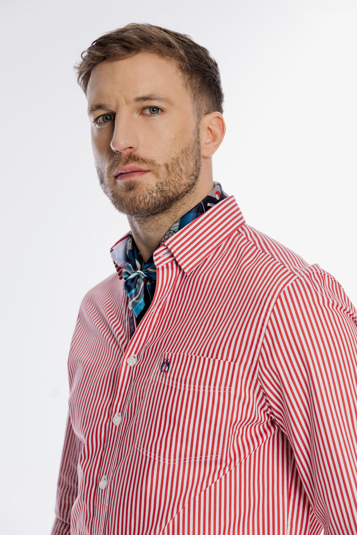 Męska koszula Campione w czerwono białe paski Modern Fit