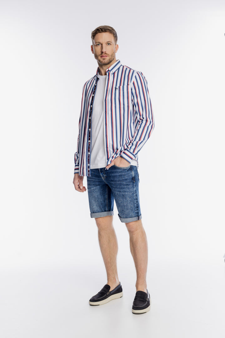 Męska koszula Campione w szerokie kolorowe pasy Modern Fit