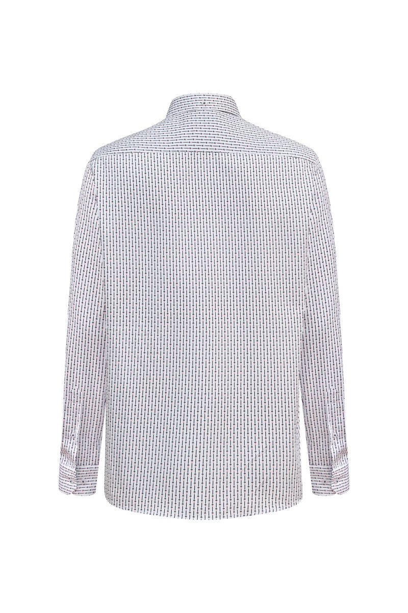 Męska biała koszula w drobny pionowy wzór Regular Fit