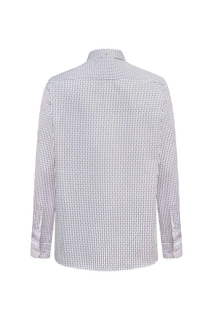 Męska biała koszula w drobny pionowy wzór Regular Fit