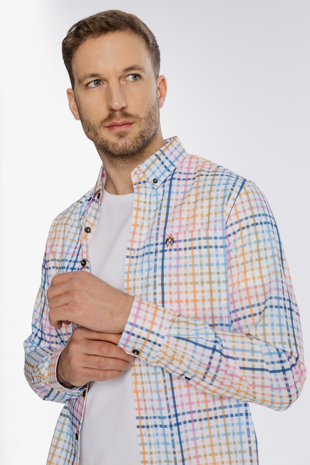Męska koszula w kolorową kratę o regularnym kroju Modern Fit