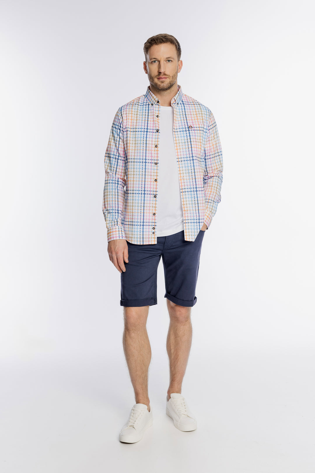 Męska koszula w kolorową kratę o regularnym kroju Modern Fit