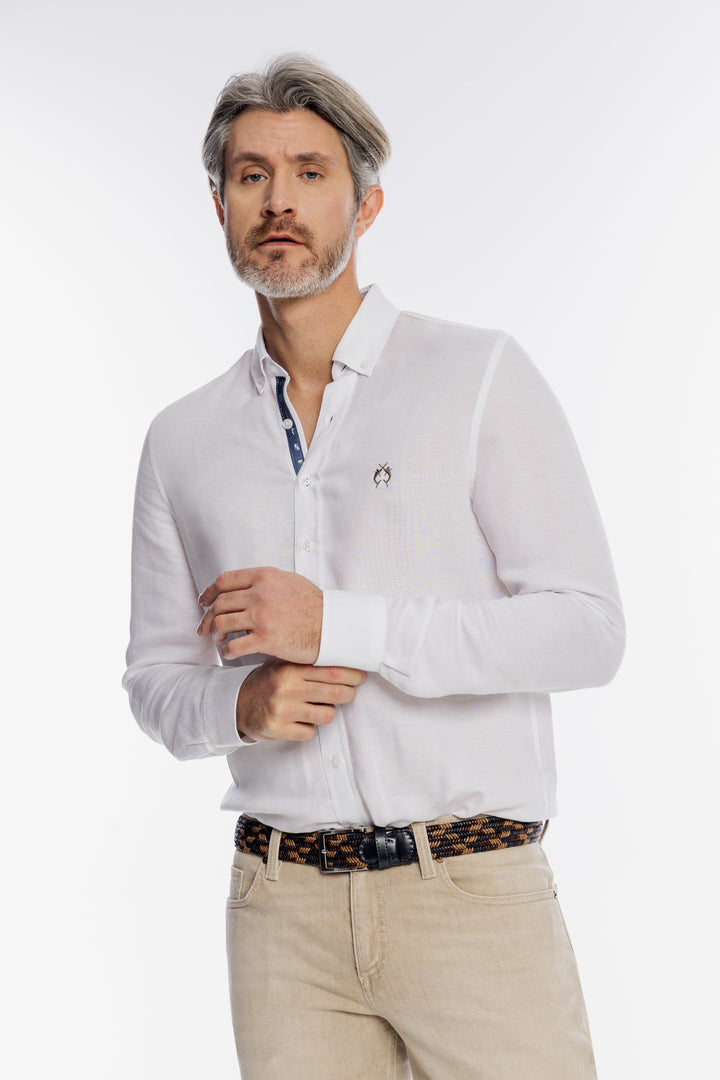 Biała męska koszula z długim rękawem Modern Fit