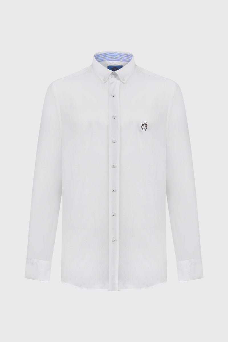 Biała męska koszula z długim rękawem Modern Fit