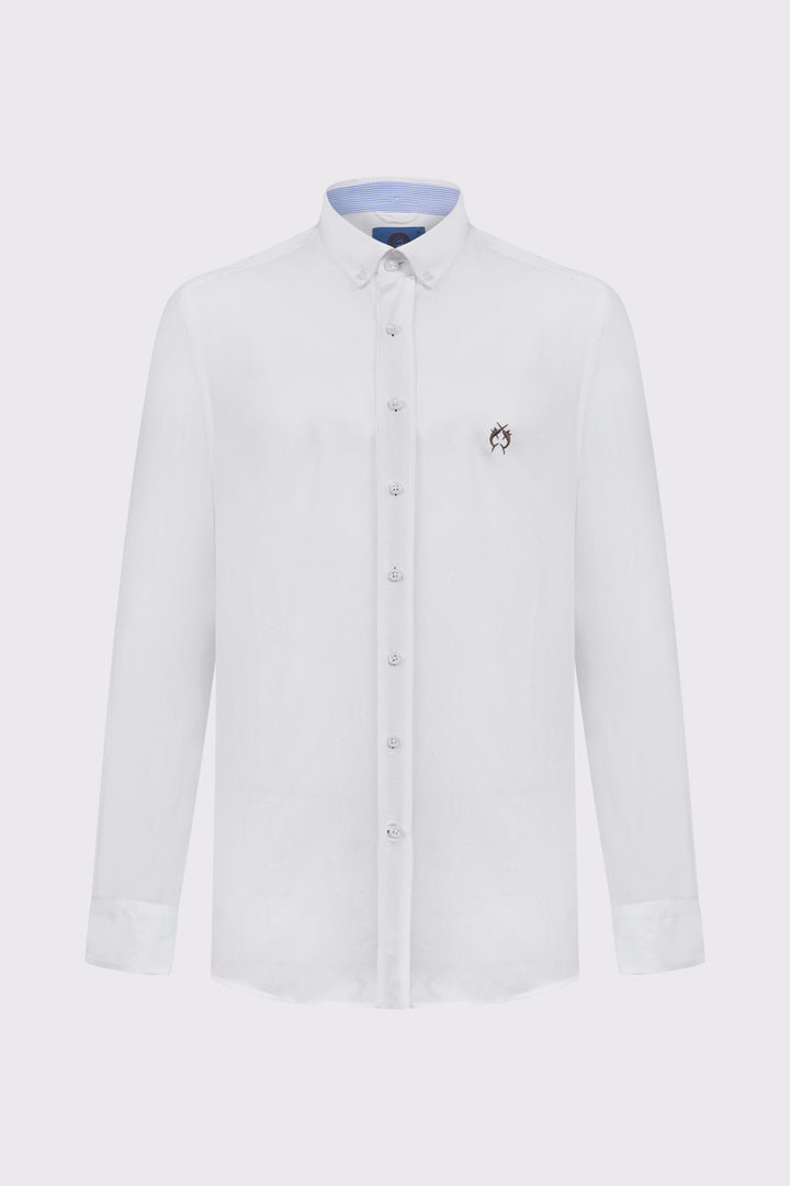 Biała męska koszula z długim rękawem Modern Fit