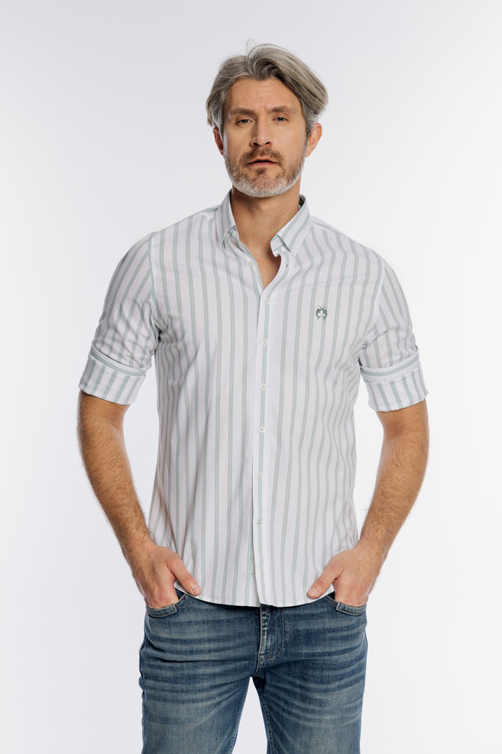 Męska koszula Campione w pionowe zielone pasy Modern Fit