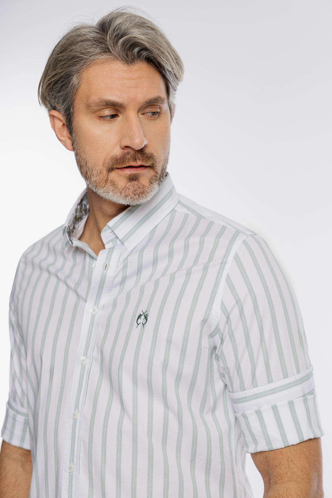 Męska koszula Campione w pionowe zielone pasy Modern Fit