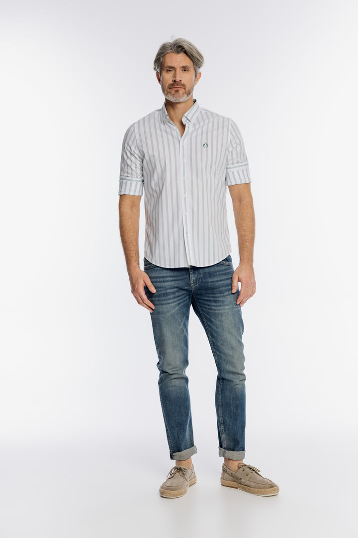 Męska koszula Campione w pionowe zielone pasy Modern Fit